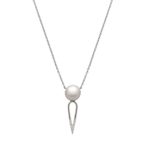 IRINI SOLO PEARL DIAMOND DIPPED DAGGER, STERLING SILVER  NECKLACE , CLASSIC AND  EDGY