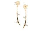 White diamond trillion leaves on 14k gold stem, earring backs, update your ear game with these perfect earrings, mix and match with your favorite Irini Full Bloom Flower studs