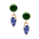 IRINI Gem Drop earring in 14k gold with chrome and iolite gemstone, simple, delicate perfection