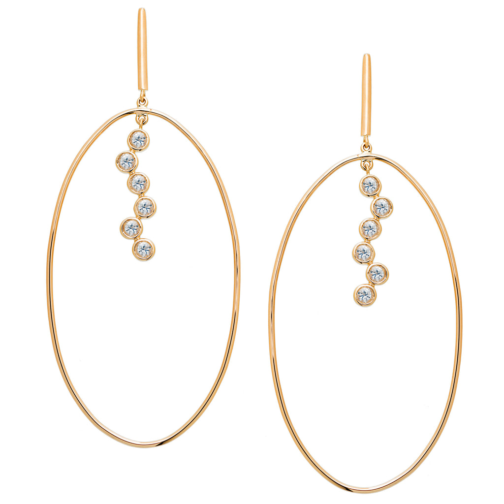 Irini Nude Bouquet 14k gold hoop earring, editorial , with white sapphire , new classic, gold hoop