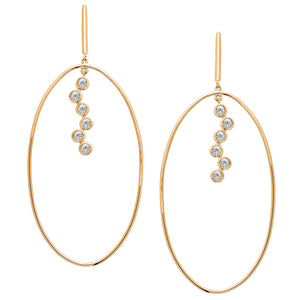 Irini Nude Bouquet 14k gold hoop earring, editorial , with white sapphire , new classic, gold hoop