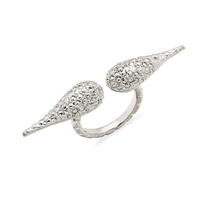 Sterling silver textured wing ring, hand carved band with wings that have an edgy yet elegant look, stackable for a more bold look, each piece donates to ALS research in order to end ALS