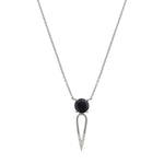 Irini Black Onyx gem stone diamond dipped dagger, sterling silver pendant, necklace, edgy yet elegant and the perfect gift, made in nyc