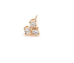 White diamond trio stud earrings, post back,14k gold, ideal for multi piercing or update to the classic stud. made in nyc