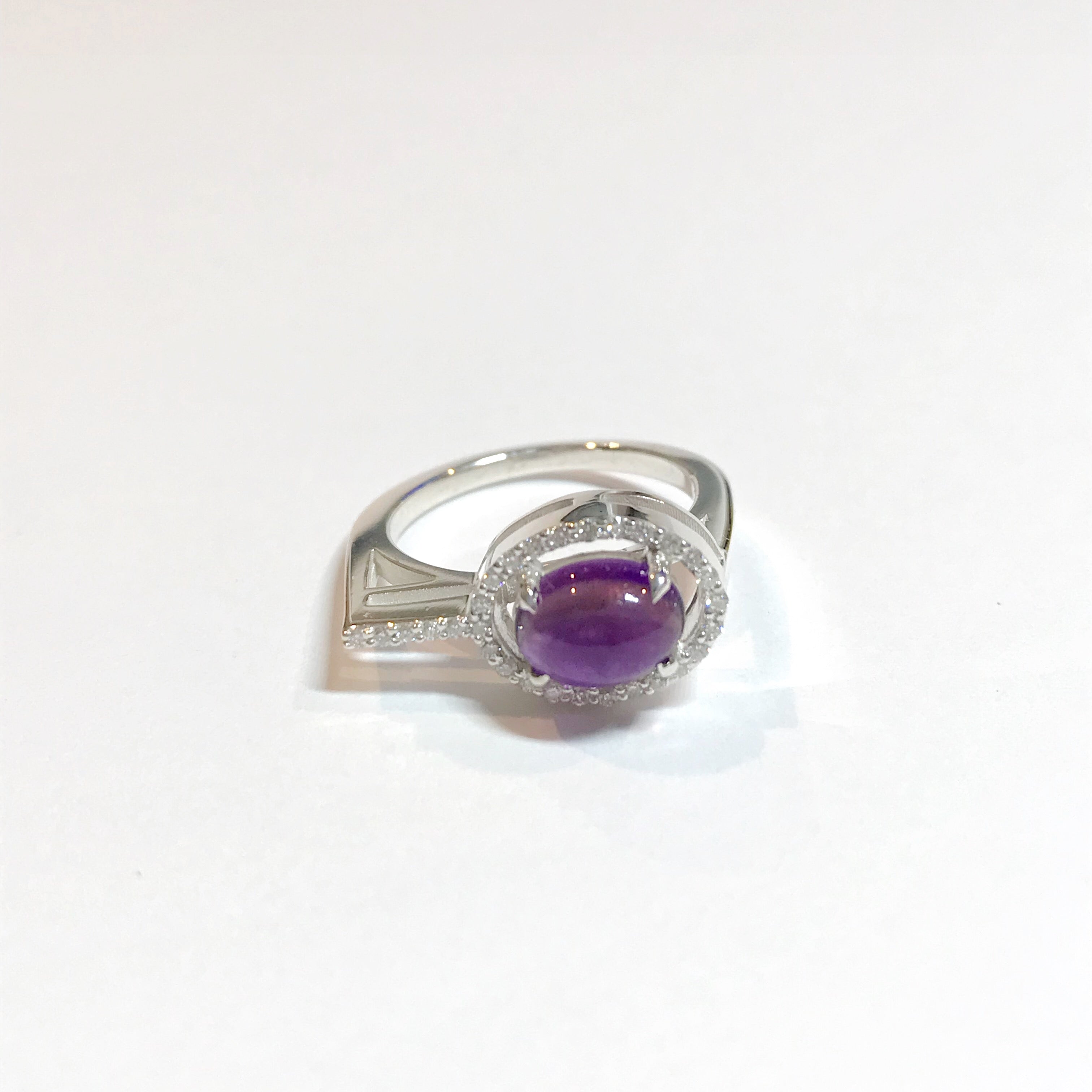 Irini gem drop white diamond and cabachon ring set, made in nyc, citrine and amethyst stones