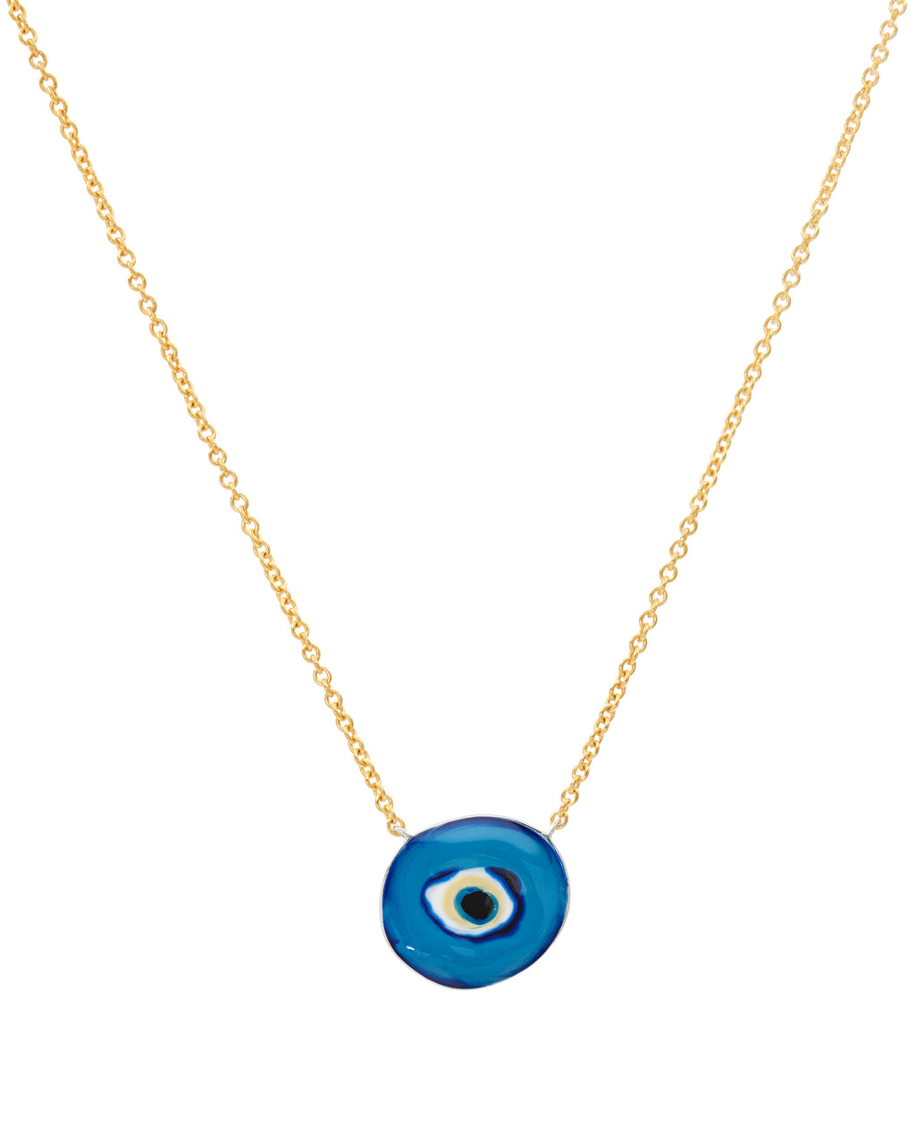 IRINI EVIL EYE, ENAMEL SWIRL OF PROTECTION CLOSE TO YOUR HEART, NECKLACE, GOLD, SILVER, PROTECTION