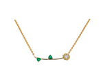 Irini Full bloom necklace, yellow sapphire petals with white diamond center adorned with Emerald leaves, a future heirloom , classic and elegant yet fun 