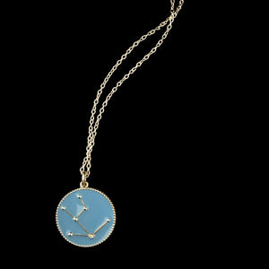 Irini zodiac enamel pendant, taurus, astro sign, sterling silver necklace with diamond