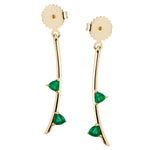 Emerald trillion leaves on 14k gold stem, earring backs, update your ear game with these perfect earrings, mix and match with your favorite Irini Full Bloom Flower studs